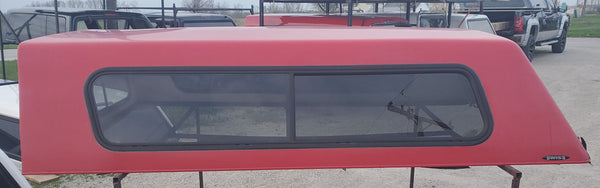 Used Swiss 8' cab high Fiberglass Red Truck cap - 02-08 Dodge Ram (EZ24A)