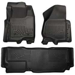 Husky Liners 2012.5 Ford SD Super Cab WeatherBeater Combo Black Floor Liners (w/o Manual Trans Case)