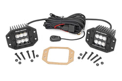 Rough Country - 2-inch Square Flush Mount Cree LED Lights - (Pair | Black Series, Flood Beam)(70113BL)