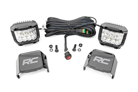 Rough Country Chrome Series LED Light Pair - 3 Inch - Wide Angle Osram