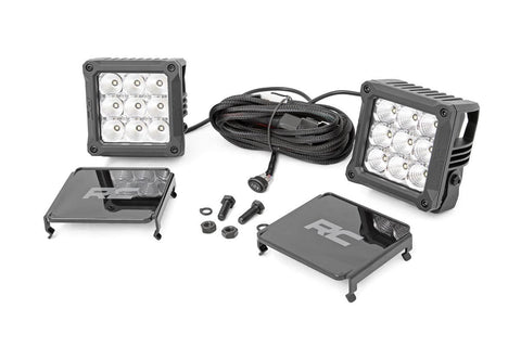 4-inch Square Cree LED Lights - (Pair Chrome Series w/ Cool White DRL)