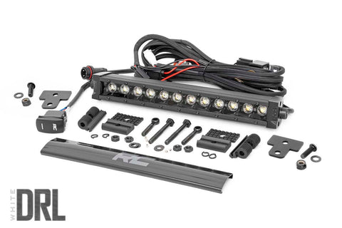 LED Light - Bumper Mount - 12 In. Black Single Row - White DRL - Can-Am Defender HD 8 HD 9 HD 10