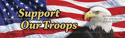 Window Canvas - Eagle Flag 2 Support our Troops rear window decal - (WC205027-1) - EZ Wheeler