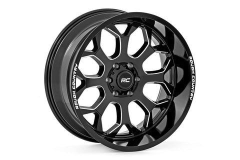 Rough Country Rough Country 96 Series Wheel - One-Piece - Gloss Black - 20x10 - 5x5 - -19mm